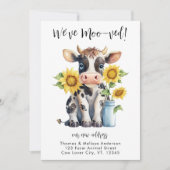 可愛いおもしろい牛の新しいアモードレス移動 案内状 (正面)