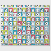 可愛いおもしろい犬と猫の柄 ラッピングペーパー (フラット)