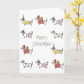 可愛いおもしろい犬のクリスマスグリーティングカード カード (黄色い花)