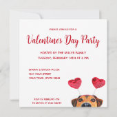 可愛いおもしろい犬ハートヘッドバンドヴァレンティーンズデイパーティー 招待状 (裏面)