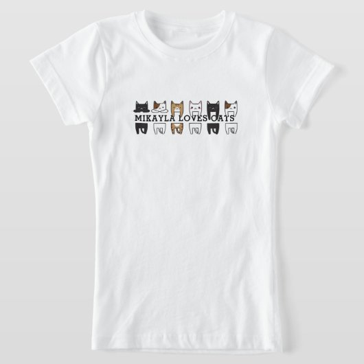 可愛いおもしろい猫のフレームメッセージ Tシャツ (レイダウン)