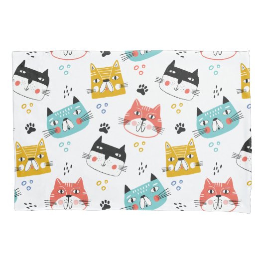 可愛いおもしろい猫の柄の子 枕カバー (正面)