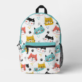 可愛いおもしろい猫の柄 プリントバックパック (正面)