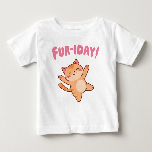 可愛いおもしろい猫の毛皮の彩 ベビーTシャツ (正面)
