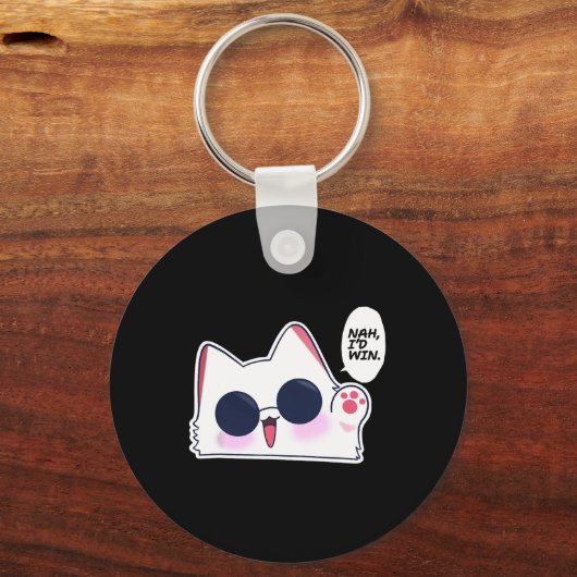 可愛いおもしろい猫アおもしろいニメミームNah五條C勝ち キーホルダー (正面)