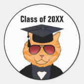 可愛いおもしろい猫クール漫画の卒業 ラウンドシール (正面)