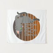 可愛いおもしろい猫ヨガ。ヨガおもしろいデザイン タペストリー (正面(横))