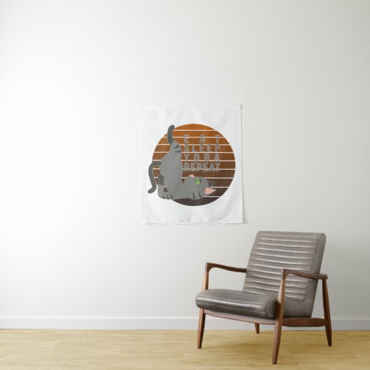 可愛いおもしろい猫ヨガ。ヨガおもしろいデザイン タペストリー (インサイチュ)