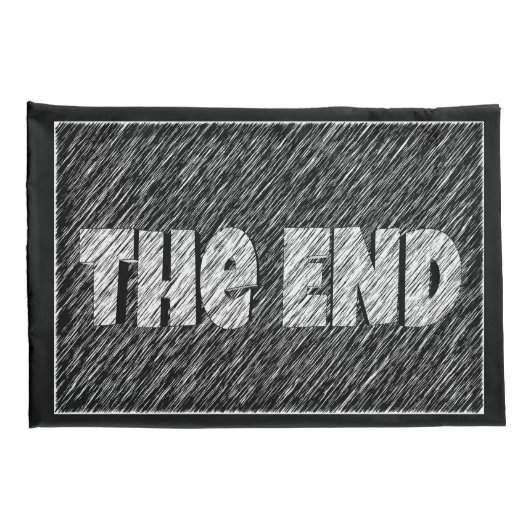 可愛いおもしろい白黒終日引用文終末 枕カバー (裏面-右)