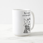 可愛いおもしろい祖父母の発表黒い漫画 コーヒーマグカップ (正面右)