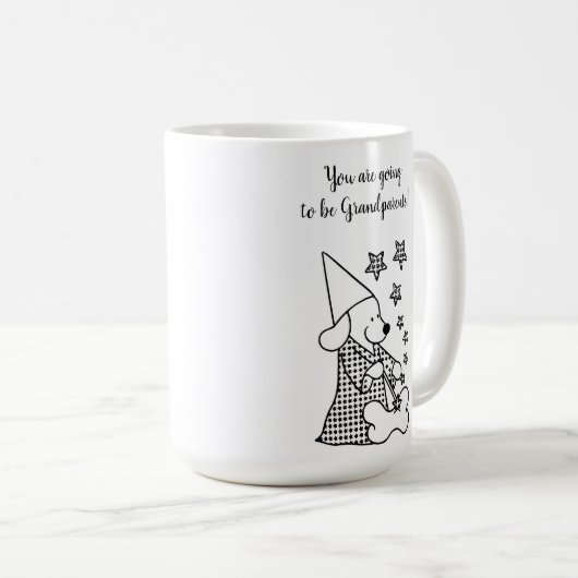 可愛いおもしろい祖父母の発表黒い漫画 コーヒーマグカップ (正面右)