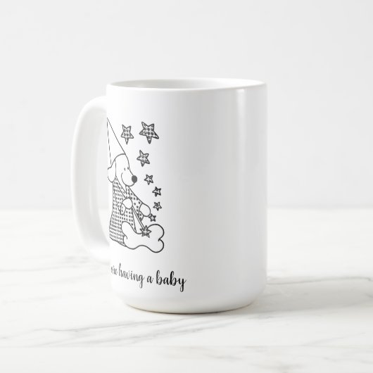 可愛いおもしろい祖父母の発表黒い漫画 コーヒーマグカップ (正面左)