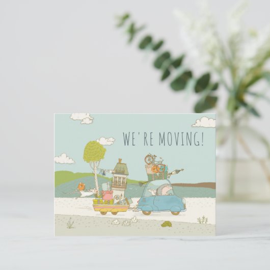 可愛いおもしろい移動 |新しいホーム 案内ポストカード (スタンド正面)