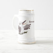 可愛いおもしろい笑い子神楽 ビールジョッキ (正面左)