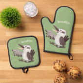 可愛いおもしろい笑い子神楽 鍋つかみ&鍋敷きセット (トップダウン)