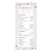 可愛いおもしろい紙吹雪サロン価格表サービスメニュー ラックカード (正面)