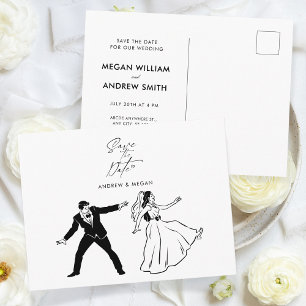 可愛いおもしろい結婚ミニマル夫婦 ポストカード