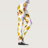 「可愛いおもしろい絵文字の文様、フェイスチックルック」 レギンス (右)