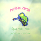 可愛いおもしろい緑のハッピーカメレオン ウィンドウサイン (シート3)