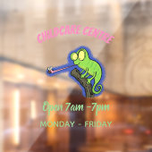 可愛いおもしろい緑のハッピーカメレオン ウィンドウサイン (シート2)