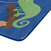 可愛いおもしろい緑のハッピーカメレオン カッティングボード (角)