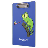 可愛いおもしろい緑のハッピーカメレオン クリップボード (左)