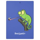 可愛いおもしろい緑のハッピーカメレオン クリップボード (裏面)