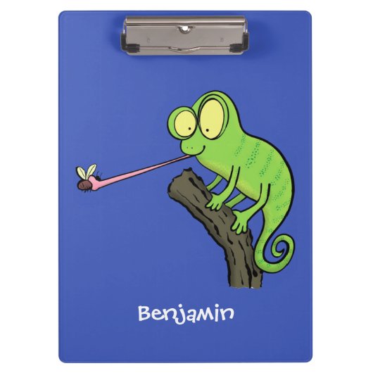 可愛いおもしろい緑のハッピーカメレオン クリップボード (正面)
