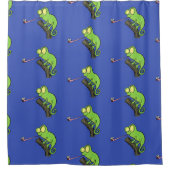可愛いおもしろい緑のハッピーカメレオン シャワーカーテン (正面)