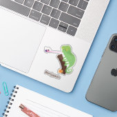 可愛いおもしろい緑のハッピーカメレオン シール (ノートパソコンとiPhone)