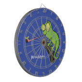 可愛いおもしろい緑のハッピーカメレオン ダーツボード (正面左)