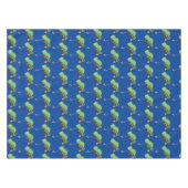 可愛いおもしろい緑のハッピーカメレオン テーブルクロス (正面(横))