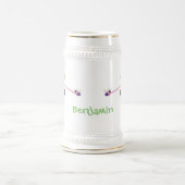 可愛いおもしろい緑のハッピーカメレオン ビールジョッキ (中央)