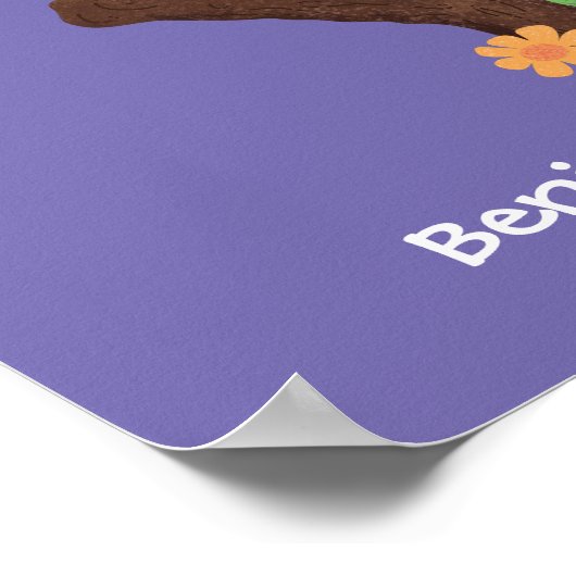 可愛いおもしろい緑のハッピーカメレオン ポスター (角)