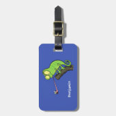 可愛いおもしろい緑のハッピーカメレオン ラゲッジタグ (正面縦)
