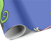 可愛いおもしろい緑のハッピーカメレオン ラッピングペーパー (ロールコーナー)