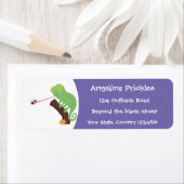 可愛いおもしろい緑のハッピーカメレオン ラベル (インサイチュ)