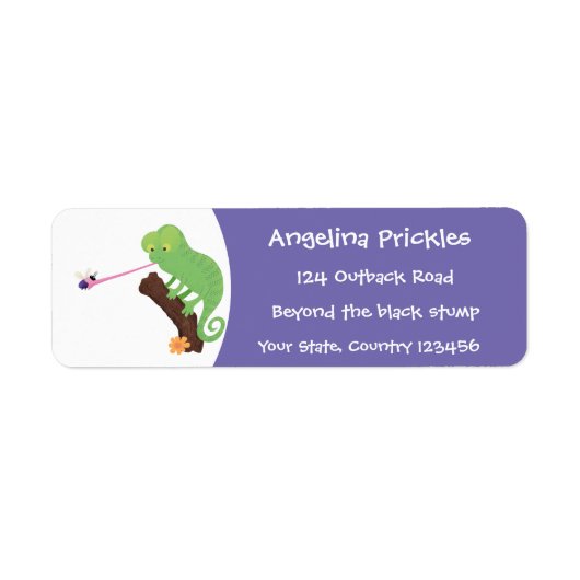 可愛いおもしろい緑のハッピーカメレオン ラベル (正面)