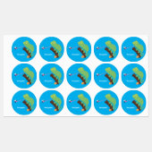 可愛いおもしろい緑のハッピーカメレオン ラベル (シート)