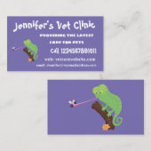 可愛いおもしろい緑のハッピーカメレオン 名刺 (正面/裏面)