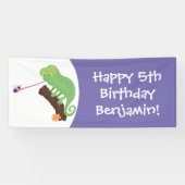 可愛いおもしろい緑のハッピーカメレオン 横断幕 (横)