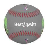 可愛いおもしろい緑のハッピーカメレオン 野球ボール (正面)