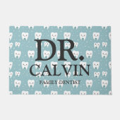 可愛いおもしろい緑歯歯科パターン ドアマット (正面)