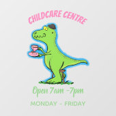 可愛いおもしろい緑tレックス恐竜の漫画 ウィンドウサイン (シート)