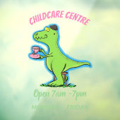 可愛いおもしろい緑tレックス恐竜の漫画 ウィンドウサイン (シート3)