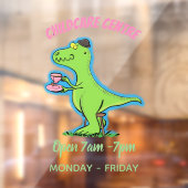 可愛いおもしろい緑tレックス恐竜の漫画 ウィンドウサイン (シート2)