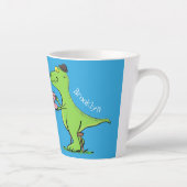 可愛いおもしろい緑tレックス恐竜の漫画 カフェラテマグ (右)