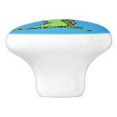 可愛いおもしろい緑tレックス恐竜の漫画 セラミックノブ (側面)