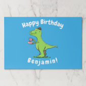 可愛いおもしろい緑tレックス恐竜の漫画 ペーパーパッド (正面)