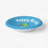 可愛いおもしろい緑tレックス恐竜の漫画 ペーパーボウル (傾斜あり)